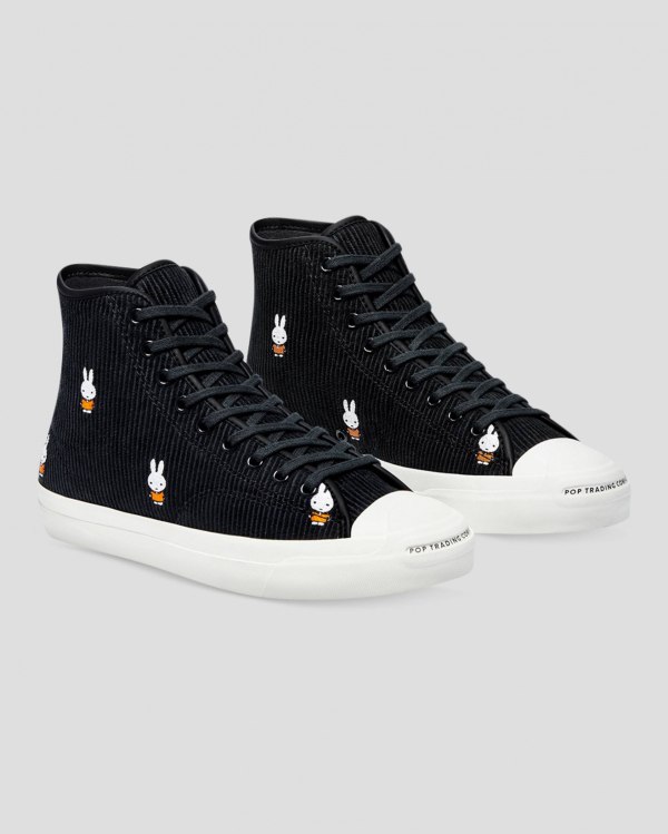 Converse X Pop Trading X Miffy Jack Purcell Pro Corduroy Sort Sko Danmark - Converse Høje Sneakers D